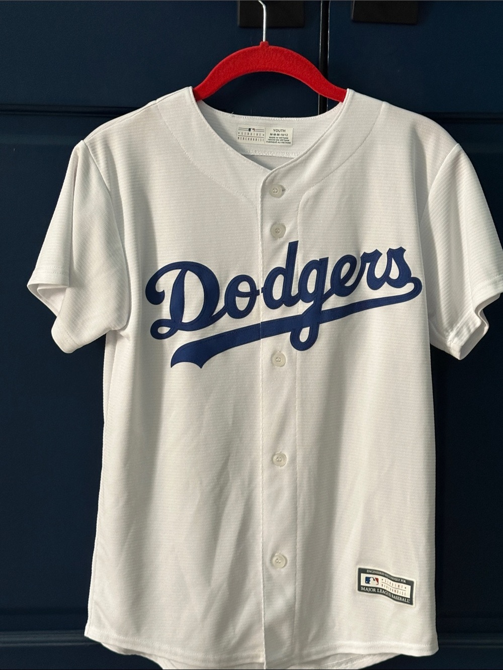 Betts White and Blue Kids Baseball Jersey